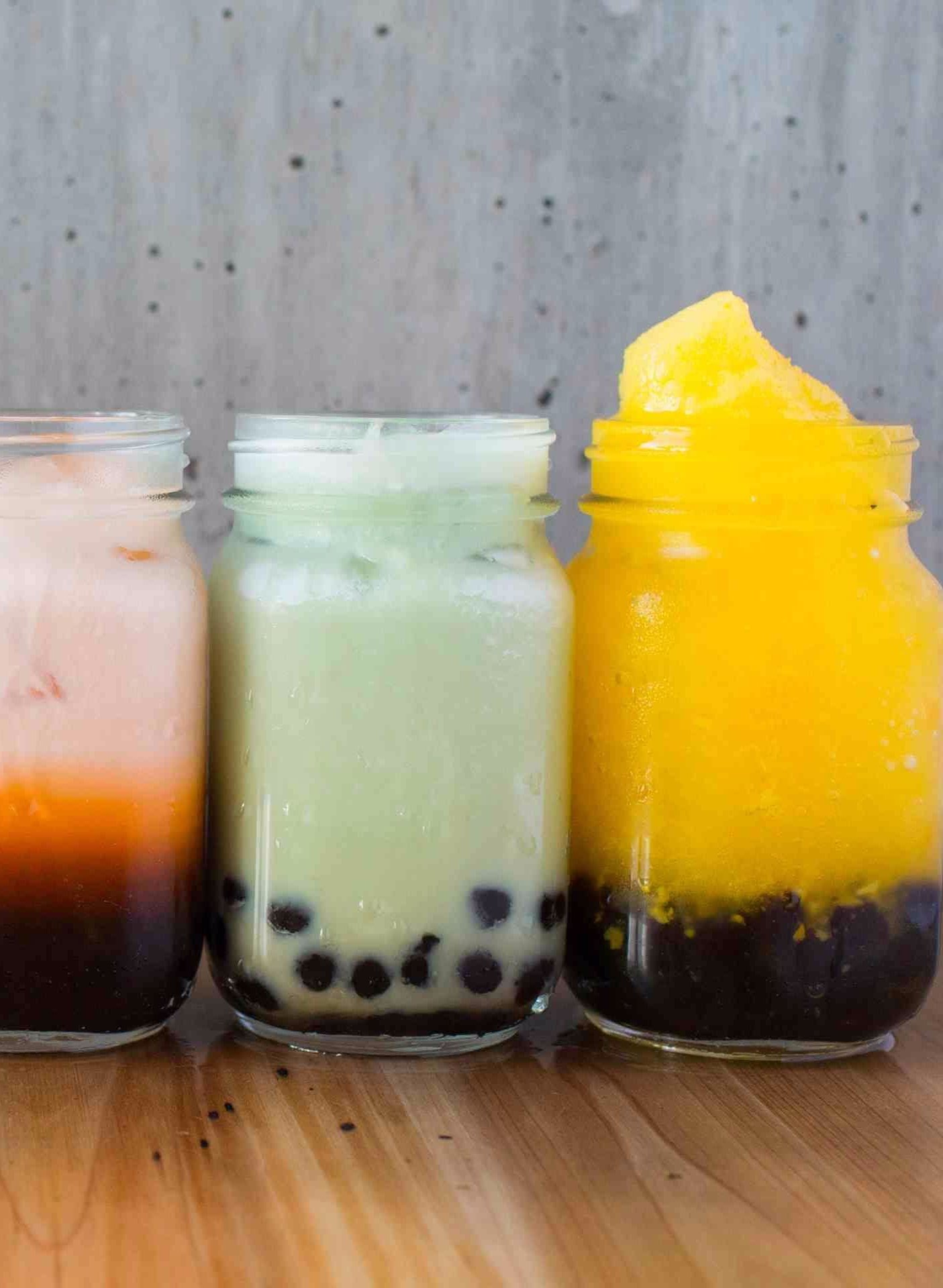 Oreebubbles matcha and mango drinks with pearls